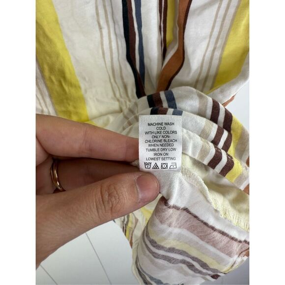 PAC Cares Pacsun Ringer Vintage Style Vertical Stripe Tight Semi Cropped Tee S - Picture 7 of 8